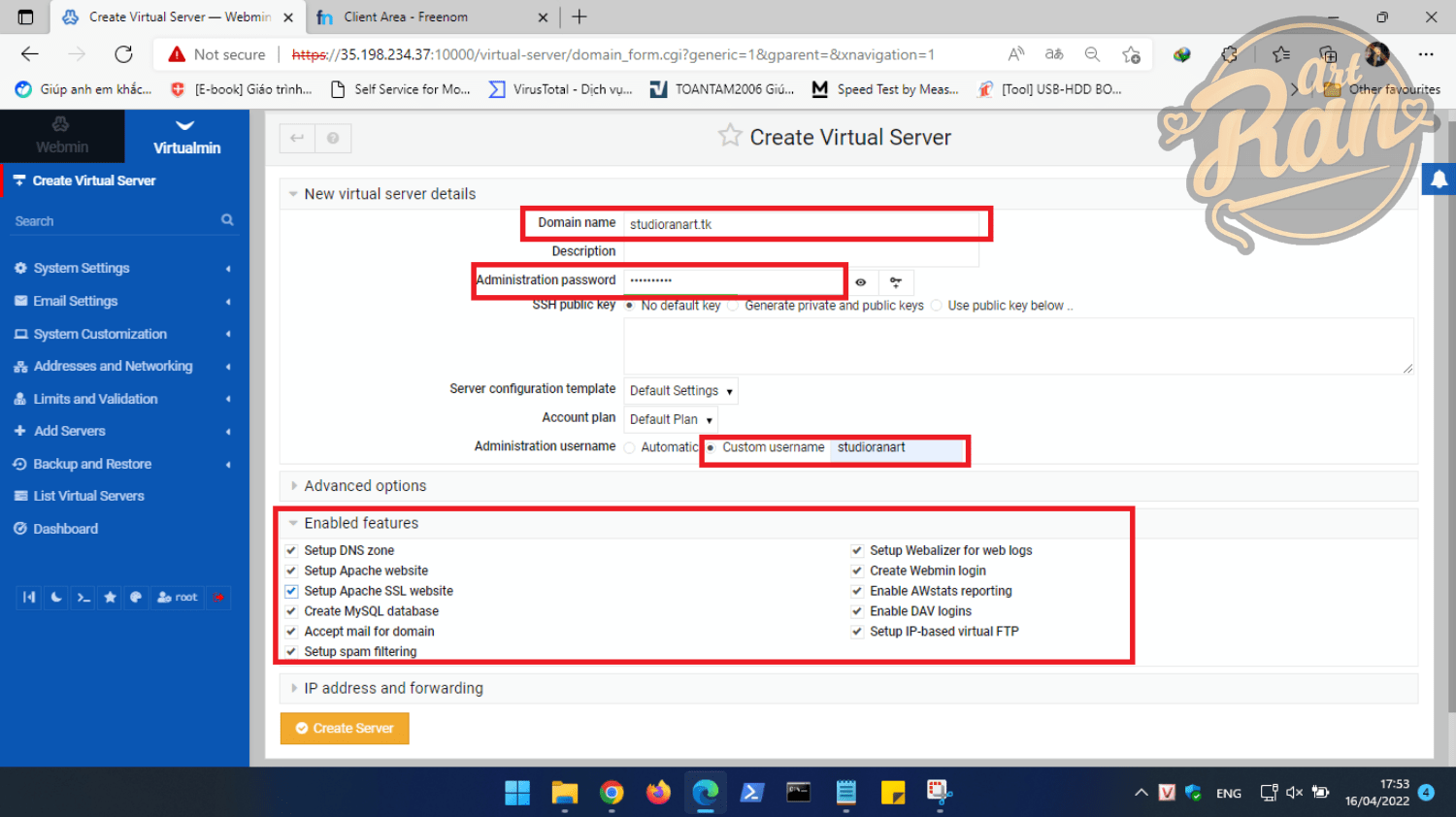 setup virtual server