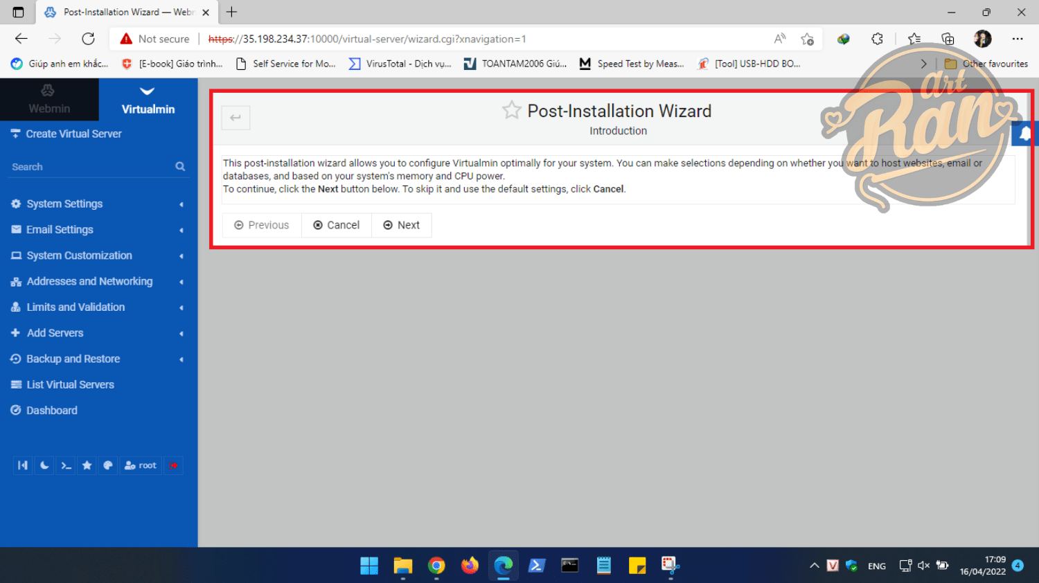 setup Virtualmin