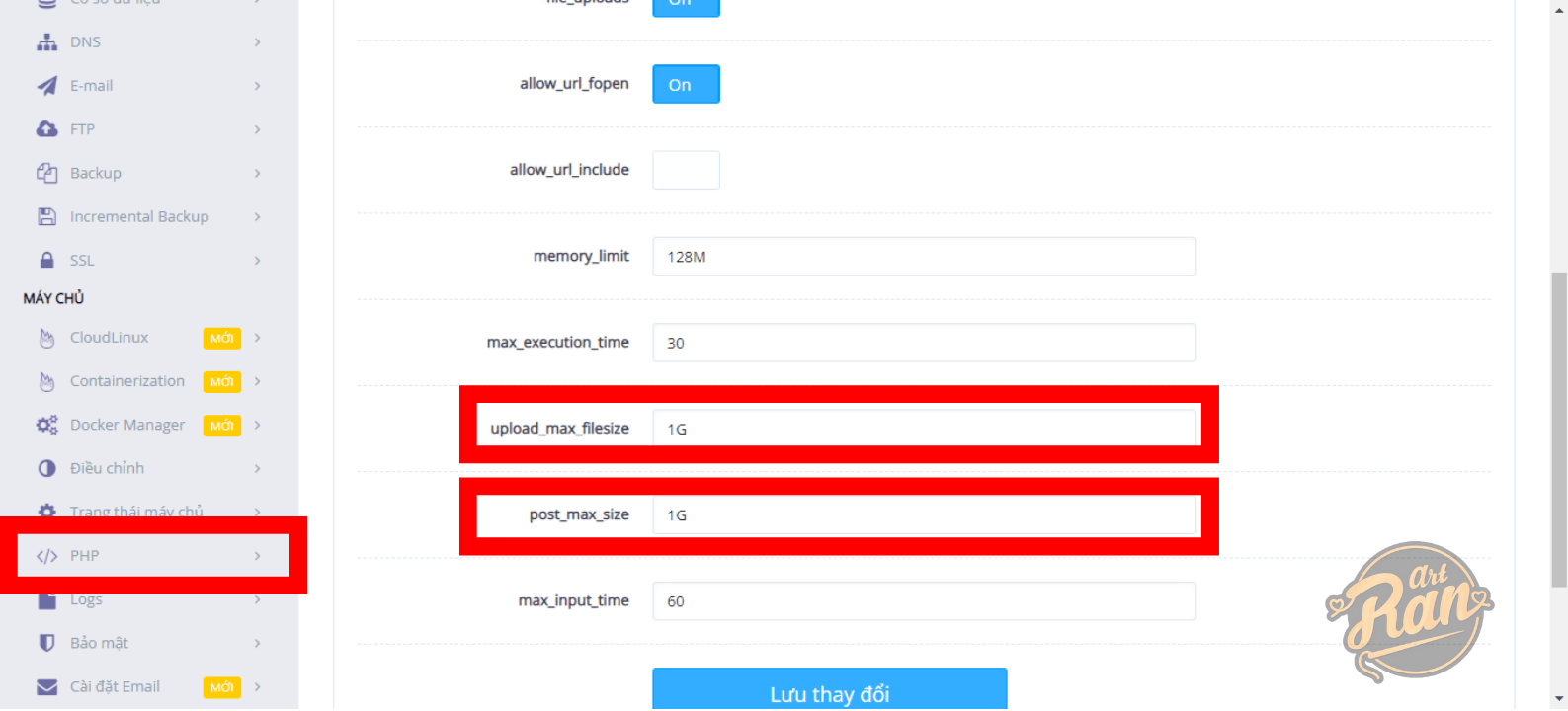 sua upload phpadmin tren cyberpanel