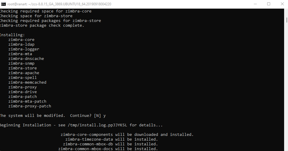 zimbra installer