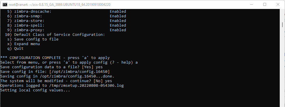 OK zimbra