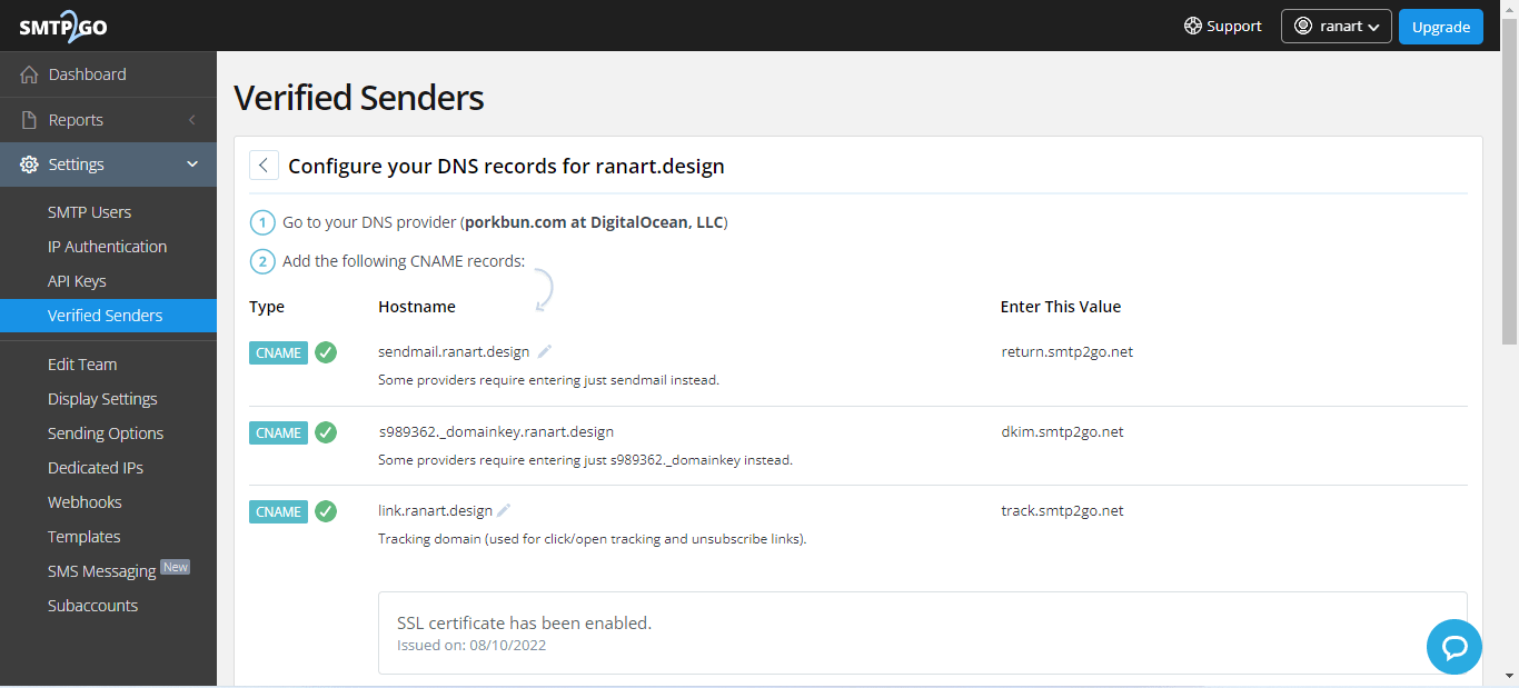 sender domain