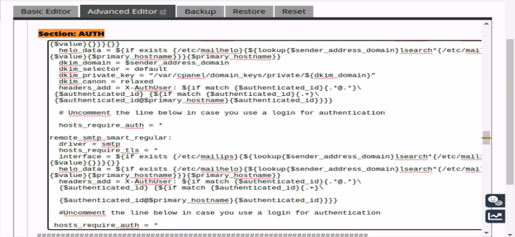 mail relay auth cpanel