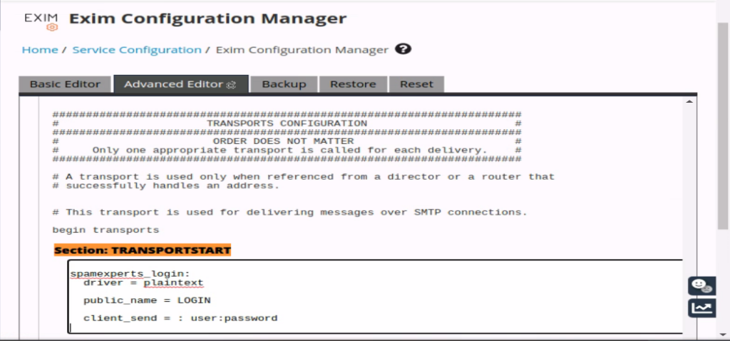 mail relay transpot cpanel